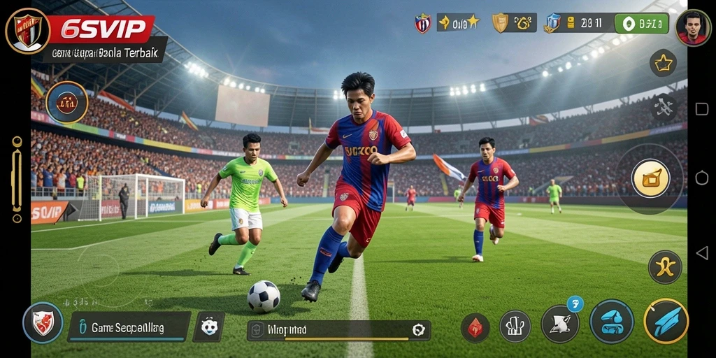 Tampilan gameplay 6SVIP dengan aksi sepak bola yang mendebarkan.