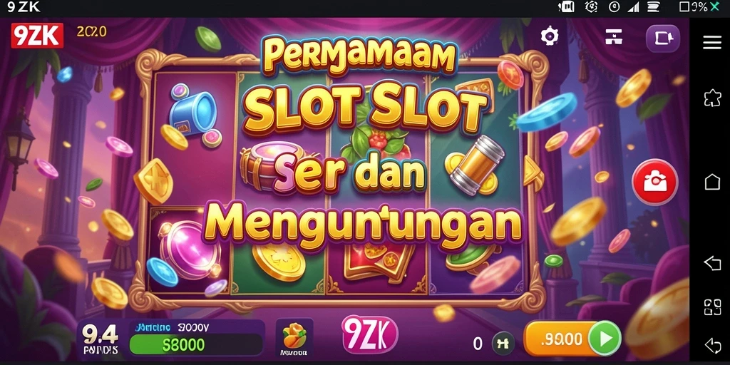 Tampilan menarik dari gameplay slot 9ZK dengan simbol-simbol berwarna.