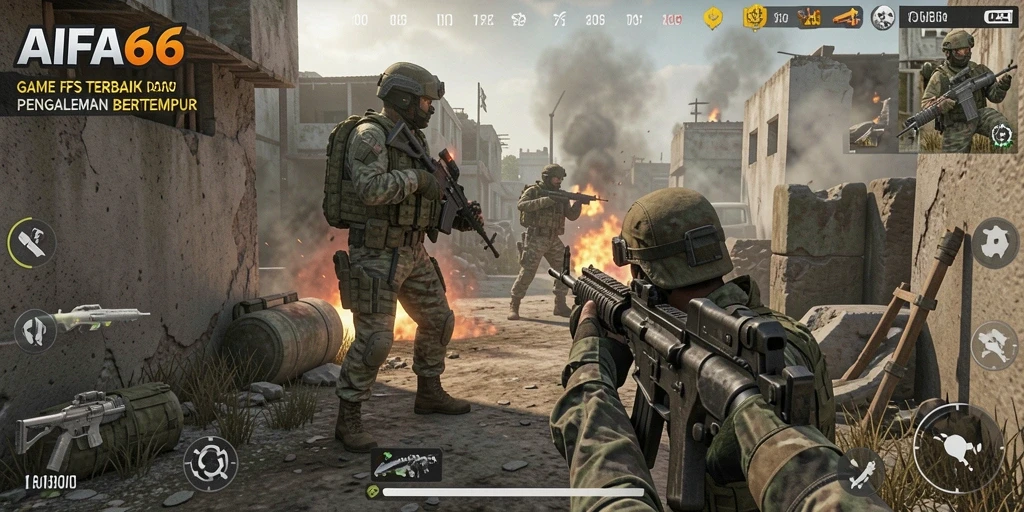 Tampilan menarik gameplay AIFA66 dengan aksi FPS mendebarkan.