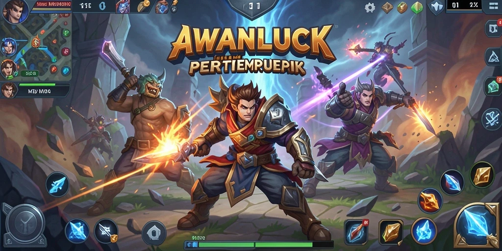 Gameplay seru AWANLUCK dengan aksi pertempuran mendebarkan.
