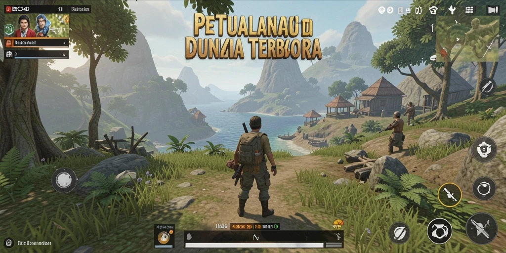 Screenshot gameplay BBCA4D yang menunjukkan petualangan di dunia terbuka.