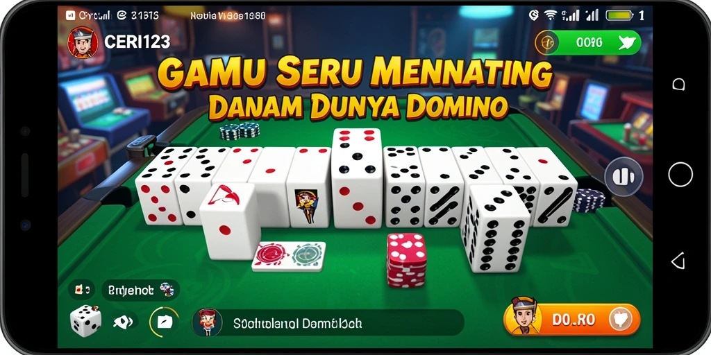 Screenshot gameplay CERI123 menampilkan keseruan permainan Domino yang mendebarkan.