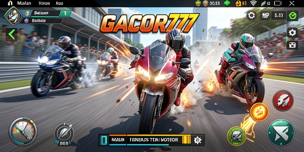 Tampilan menegangkan dari GACOR777 saat balapan motor.