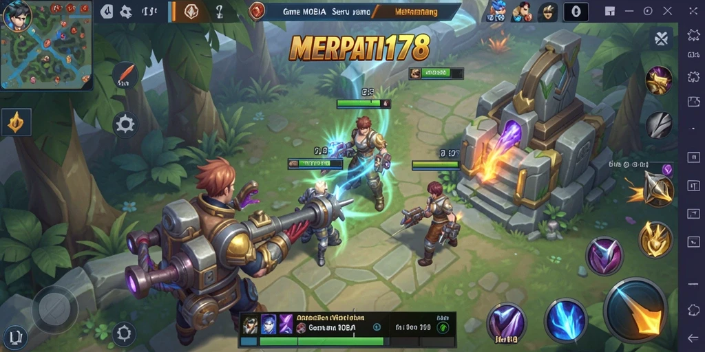 Tampilan aksi epik dalam permainan MOBA MERPATI178.